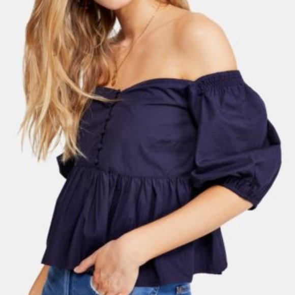 Free People Puff-Sleeve White Top Size M - Picture 10 of 10